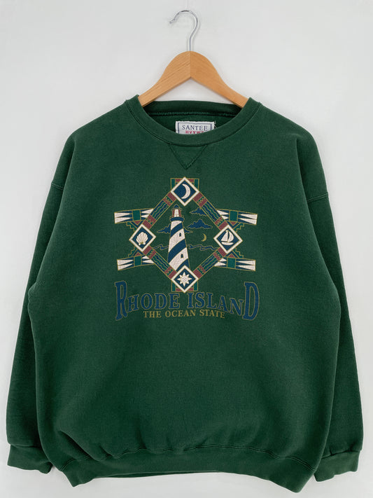 90's RHODE ISLAND Made in USA Size L Vintage College Sweat-shirt / E1131