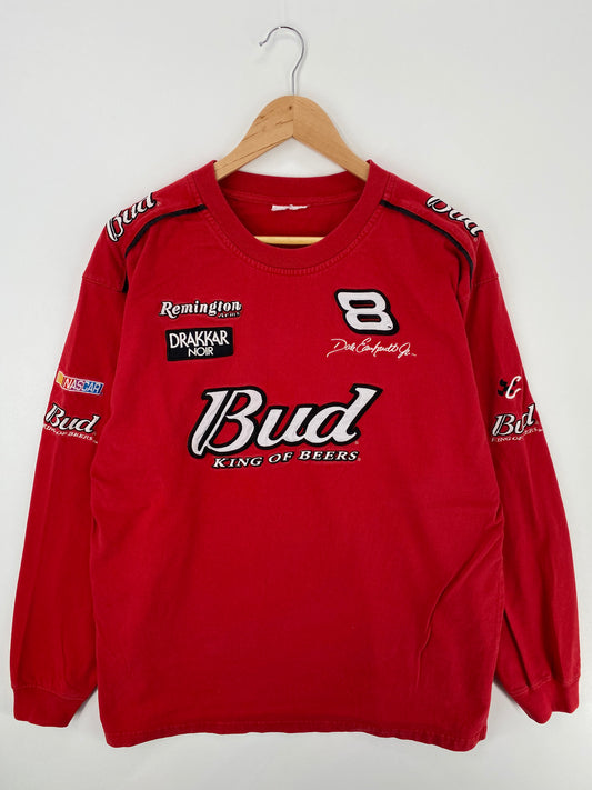Vintage NASCAR DALE EARNHARDT JR x BUDWEISER Size No Tag (Approx.L) Racing Long Sleeve T-shirt / A575