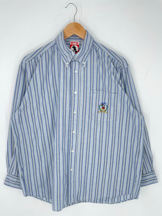 90's DISNEY MICKEY Size M Vintage Botton-down Shirts/ K8858
