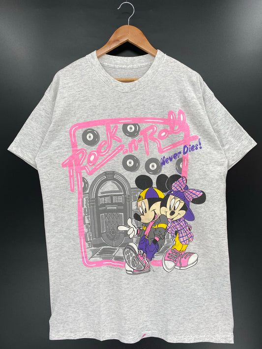 90’s DISNEY MICKEY AND MINNIE Size No Tag (Approx.XL) T-Shirt / K4592