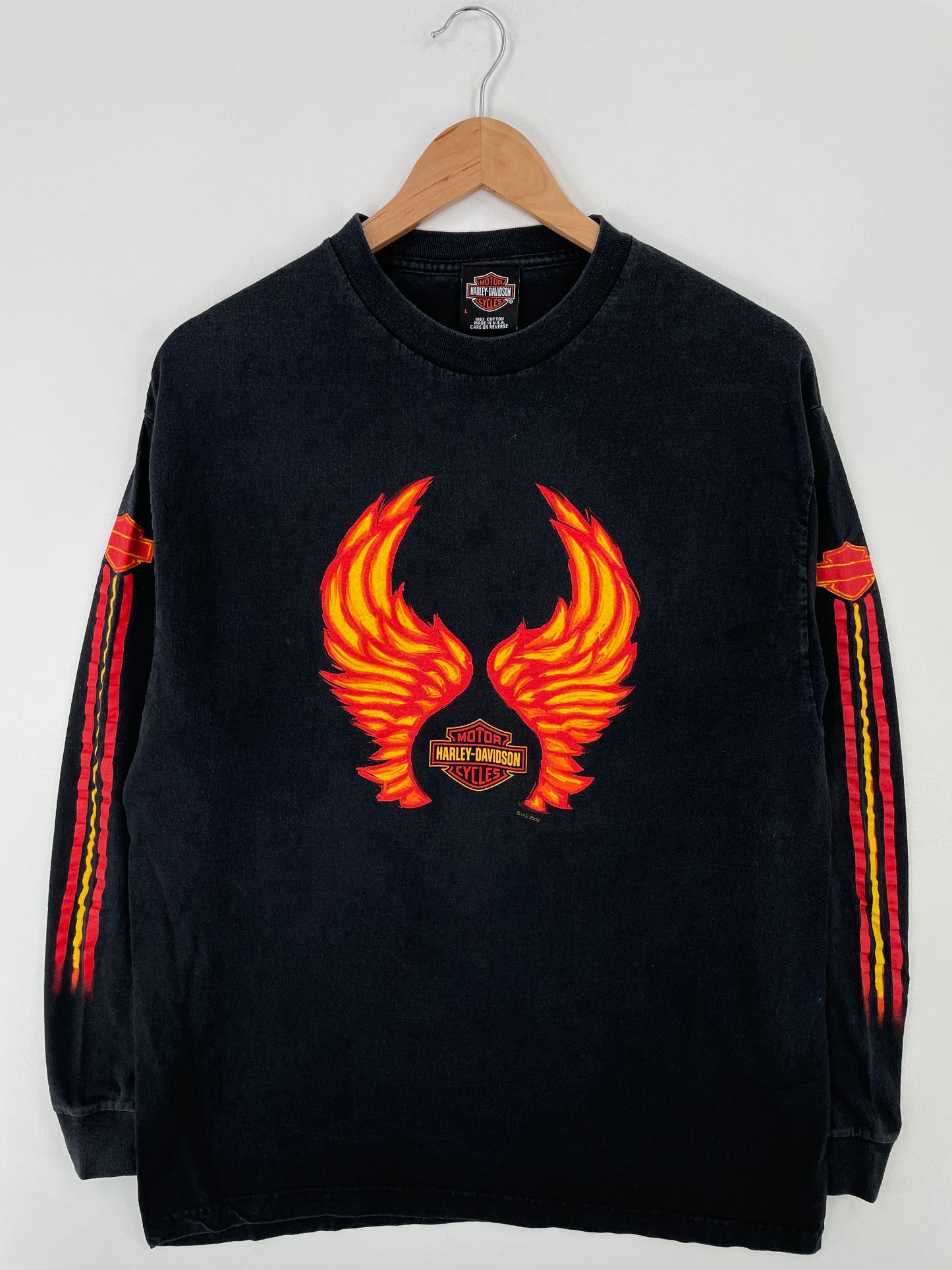 2003 HARLEY DAVIDSON  ARUBA Made in USA Size L Vintage Long Sleeve T-Shirt / A9196