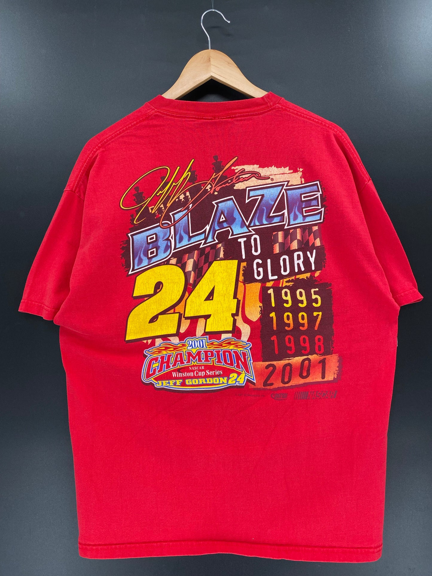 2001' NASCAR WINSTON CUP JEFF GORDON Size L Vintage Racing T-Shirt / K6215