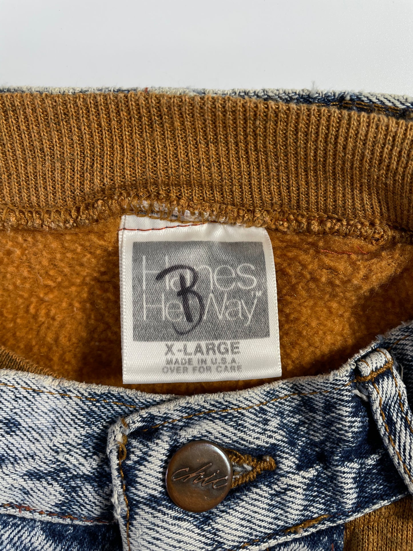 90’s JEANS Patch work Made in USA Size XL Sweat-shirt / A1246