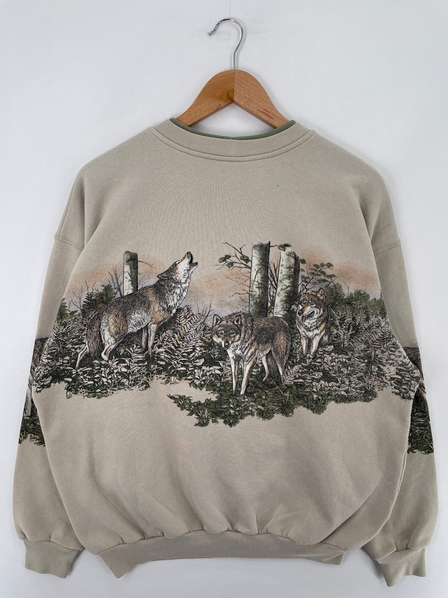 90's WOLF Made in USA Size L Vintage Animal Sweat-Shirt / E2841S