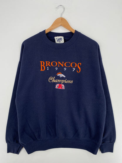 1997 DENVER BRONCOS Made in USA Size L Vintage NFL Sweat-Shirt / A5431