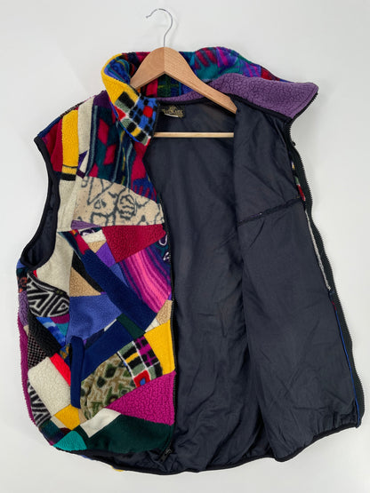 Vintage PATCHWORK Size XXL Fleece Vest / A698
