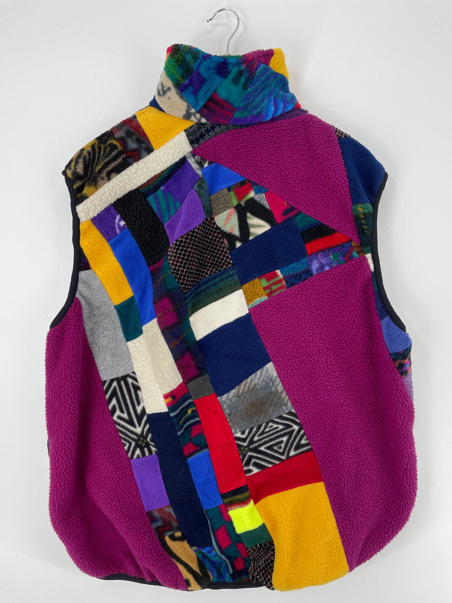 Vintage PATCHWORK Size XXL Fleece Vest / A698