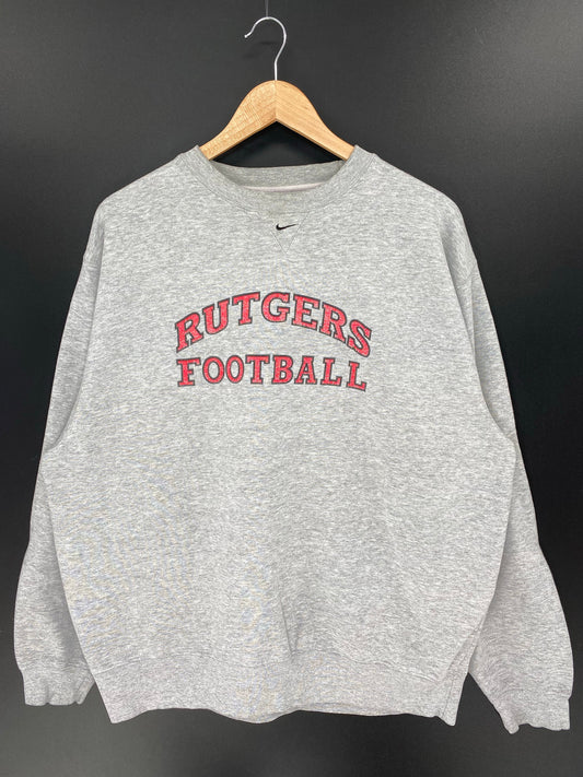00' NIKE BUTGERS FOOTBALL Size XL Vintage College Sweat-shirt / K8821