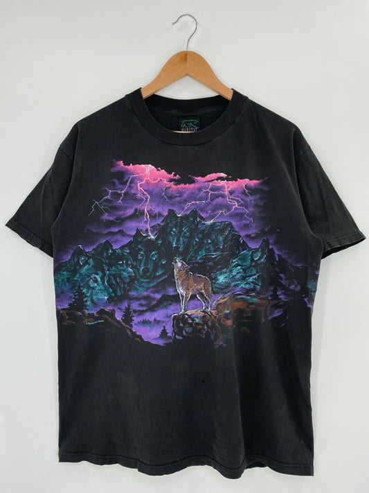 90’s HABITAT x WOLVES Size L Vintage T-Shirts / K4966