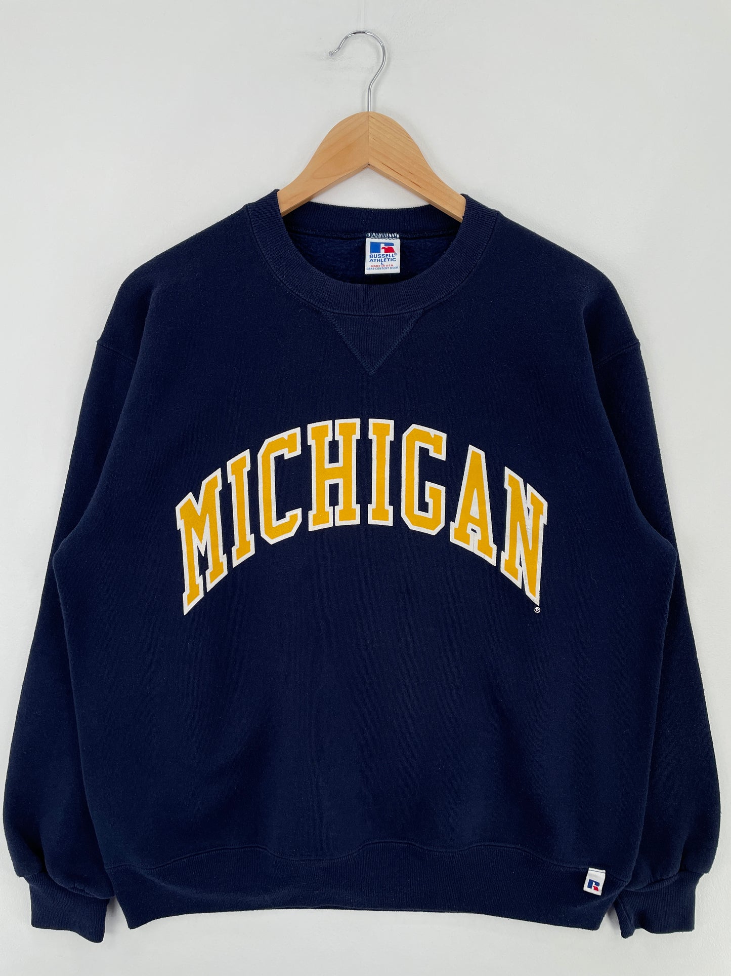 90's RUSSELL x MICHIGAN Made in USA Size L Vintage College Sweat-shirt / E1336S