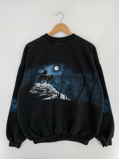 90's WOLF Made in USA Size XL Vintage Animal Sweat-Shirt / E5148S