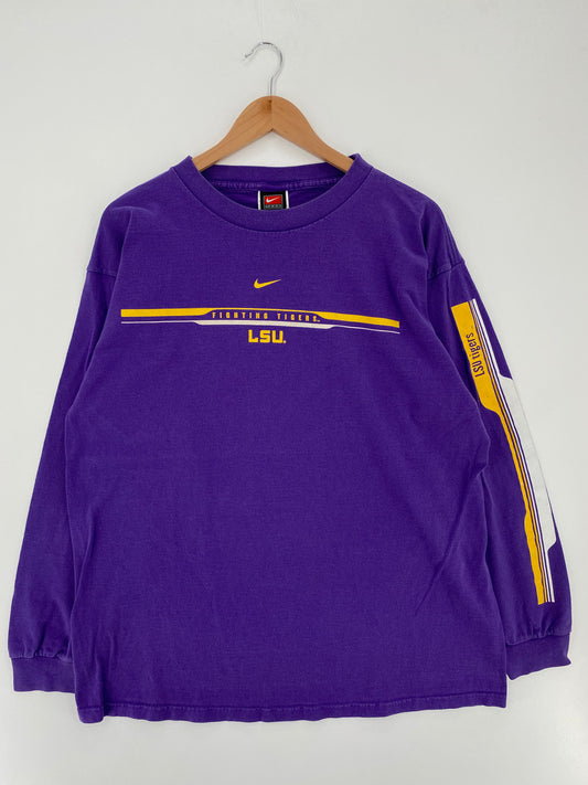 00' NIKE LSU TIGERS Size L Vintage College Long Sleeve T-Shirts / A2382