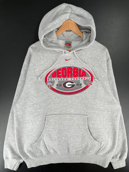2008 NIKE x GEORGIA BULLDOGS Size L Vintage College Hoodie Sweat-Shirt / E6593S