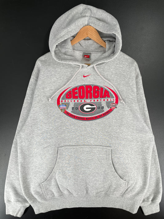 2008 NIKE x GEORGIA BULLDOGS Size L Vintage College Hoodie Sweat-Shirt / E6593S
