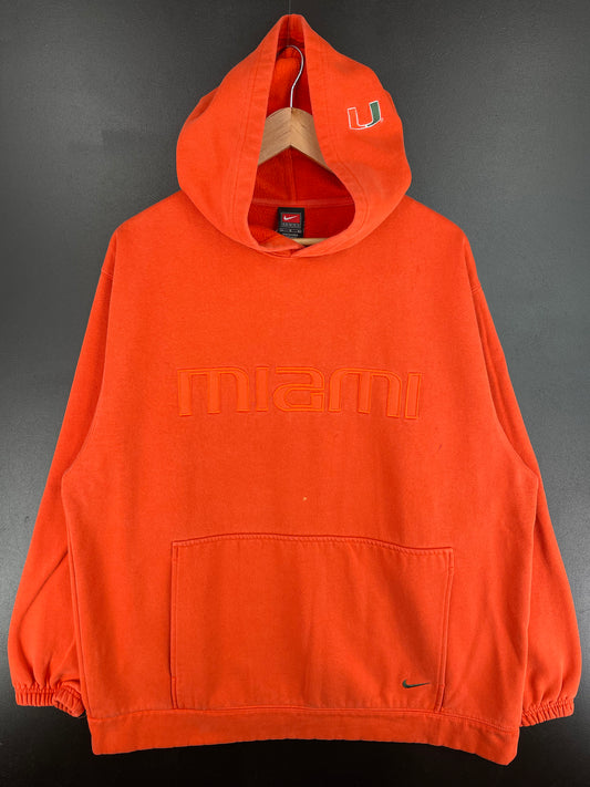 00' NIKE MIAMI HURRICANES Size L College Hoodie Sweat-Shirt / A2175