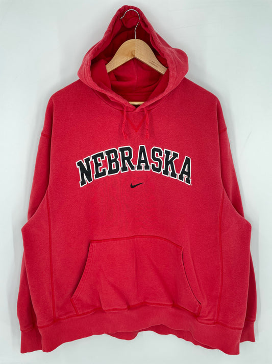 00' NIKE NEBRASKA Size XXL Vintage College Hoodie Sweat-Shirts/ K9992