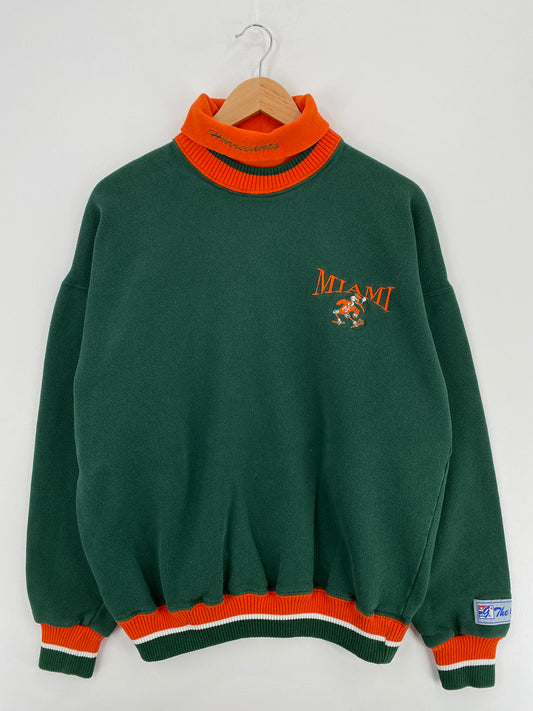 90's UNIVERSITY OF MIAMI Size XL Vintage NFL Turtleneck Sweat-Shirt / A5240