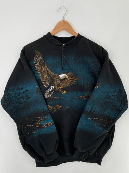 90's EAGLE Made in USA Size Approx.L Vintage Animal Sweat-Shirt / E346