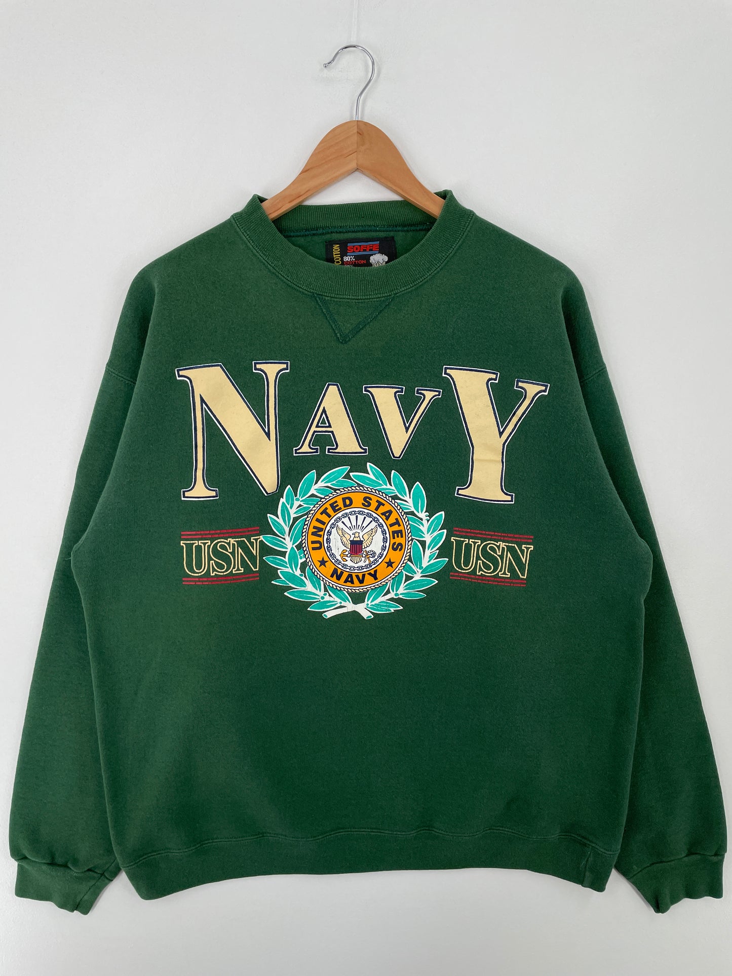 90's USN NAVY Made in USA Size L Vintage College Sweat-Shirt / A9420