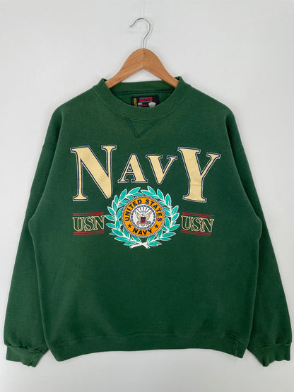 90's USN NAVY Made in USA Size L Vintage College Sweat-Shirt / A9420