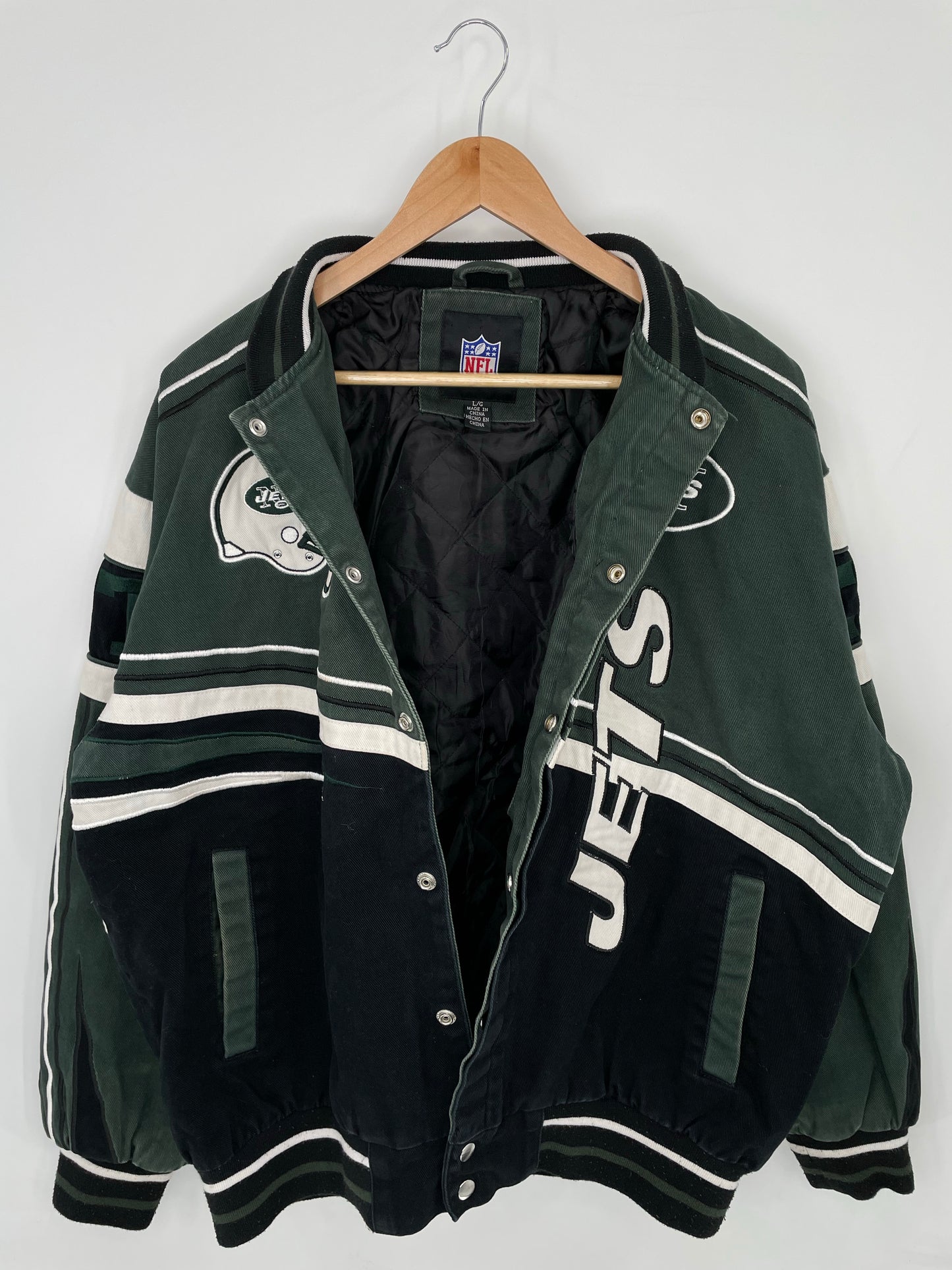 Vintage NEW YORK JETS Size L NFL Racing Jacket  / K8383
