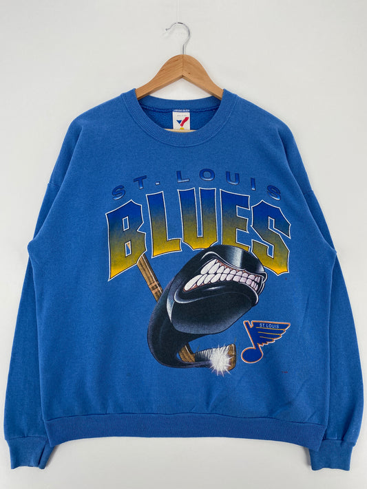 90's ST. LOUIS BLUES Made in USA Size XL Vintage NHL Sweat-Shirts / A3777