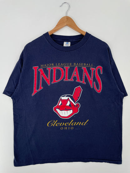 1998 CLEVELAND INDIANS Made in USA Size XL Vintage MLB T-Shirt / A8849