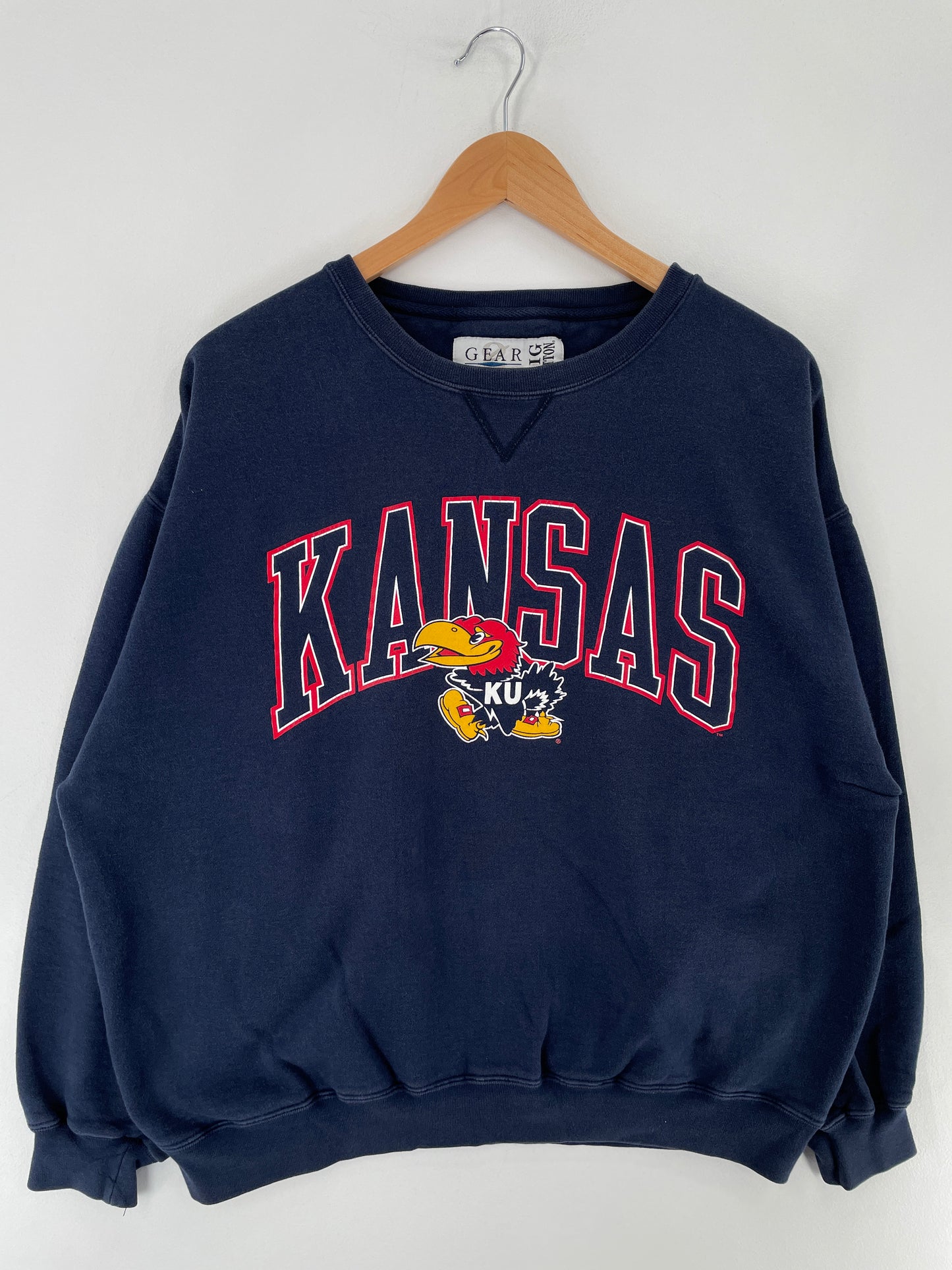 90’s KANSAS UNIVERSITY Size L Vintage College Sweat-Shirt / E6244S