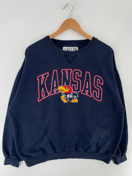 90’s KANSAS UNIVERSITY Size L Vintage College Sweat-Shirt / E6244S