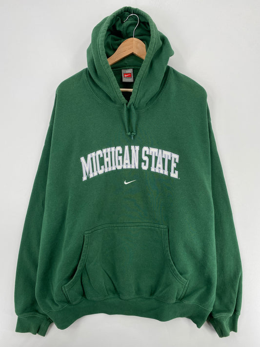 00' NIKE MICHIGAN STATE Size XXL Vintage College Hoodie Sweat-shirt / A5466