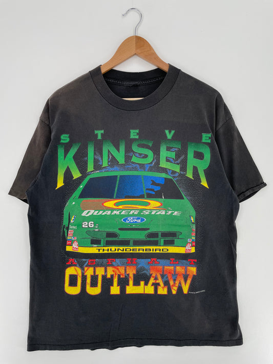 90’s NASCAR x STEVE KINSER Size No Tag (Approx.L-XL) Vintage racing T- Shirt / A1933