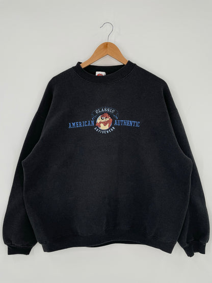 1998 LOONEY TUNES TAZ Made in USA Size XL Vintage Sweat-shirt / K5897