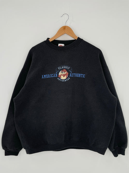1998 LOONEY TUNES TAZ Made in USA Size XL Vintage Sweat-shirt / K5897
