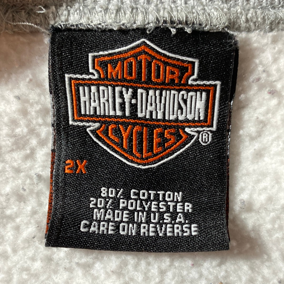 90’s HARLEY DAVIDSON Made in USA Size XXL Vintage Zip Up Sweat-Shirt / E734