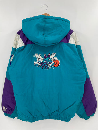 90's STARTER x CHARLOTTE HORNETS Size XL Vintage NFL Padded Nylon Jacket / K6269