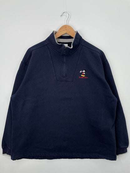 00' DISNEY MICKEY Size XL Vintage Half Zip-up Sweat-Shirt / E3614S