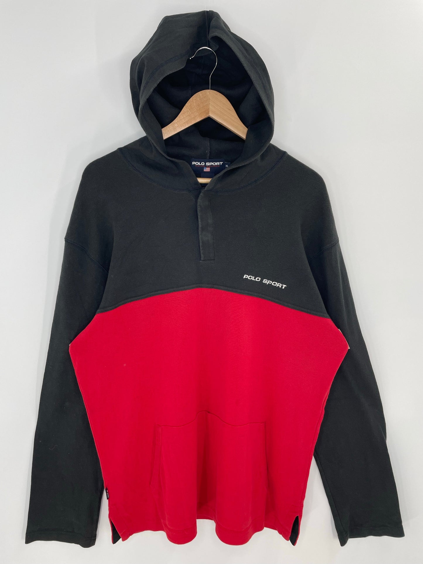 90’s POLO SPORTS Size XL Vintage Hoodie Button Down Rugby-shirt / A9983