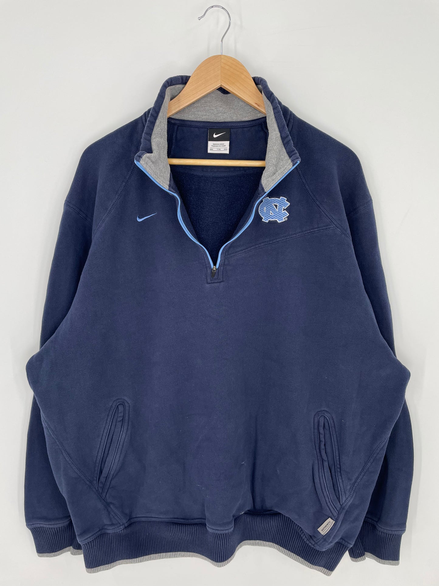 00' NIKE CAROLINA Size XXL Vintage College Half Zip-up Sweat-Shirts/ A35