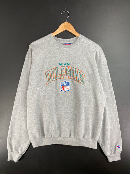 Vintage CHAMPION x MIAMI DOLPHINS Size L Vintage NFL Sweat-Shirt / E1350S