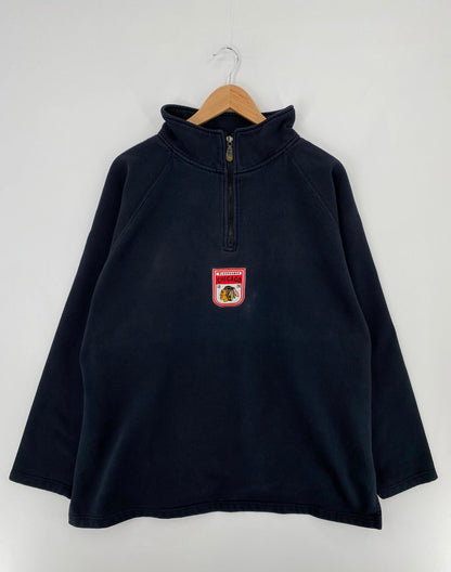 00' NIKE x CHICAGO BLACKHAWKS Size XL Vintage NHL Half Zip Sweat-Shirt / E269