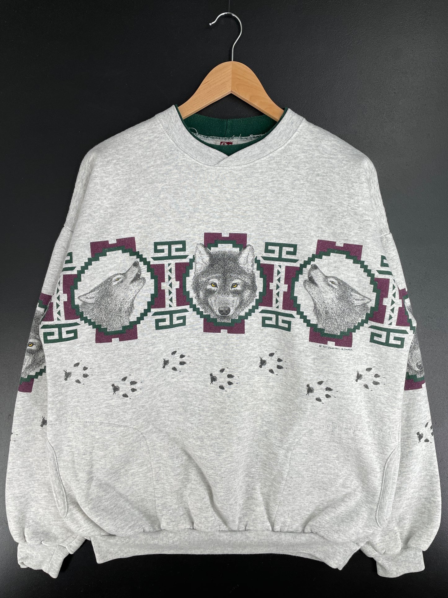 90's WOLF Made in USA Size XL Vintage Animal Sweat-Shirt / E3026S