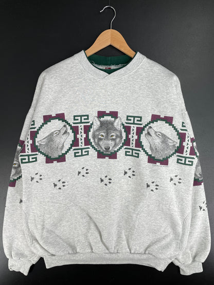 90's WOLF Made in USA Size XL Vintage Animal Sweat-Shirt / E3026S