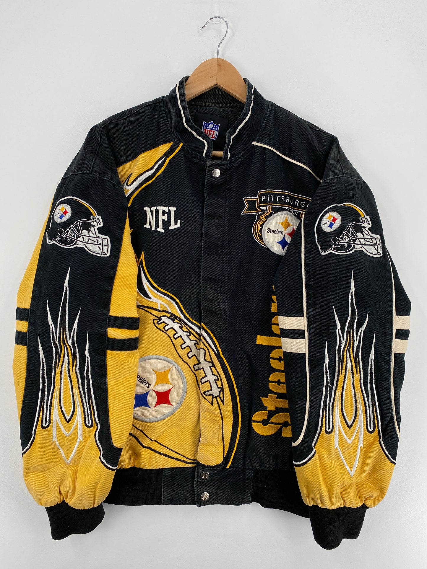 .Vintage PITTSBURGH STEELERS Size L NFL Racing Jacket / A6402