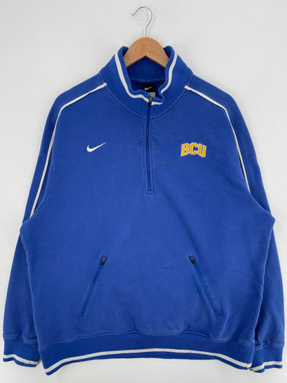 Vintage NIKE x BCU Size XL College Half Zip Sweat-shirt / E923