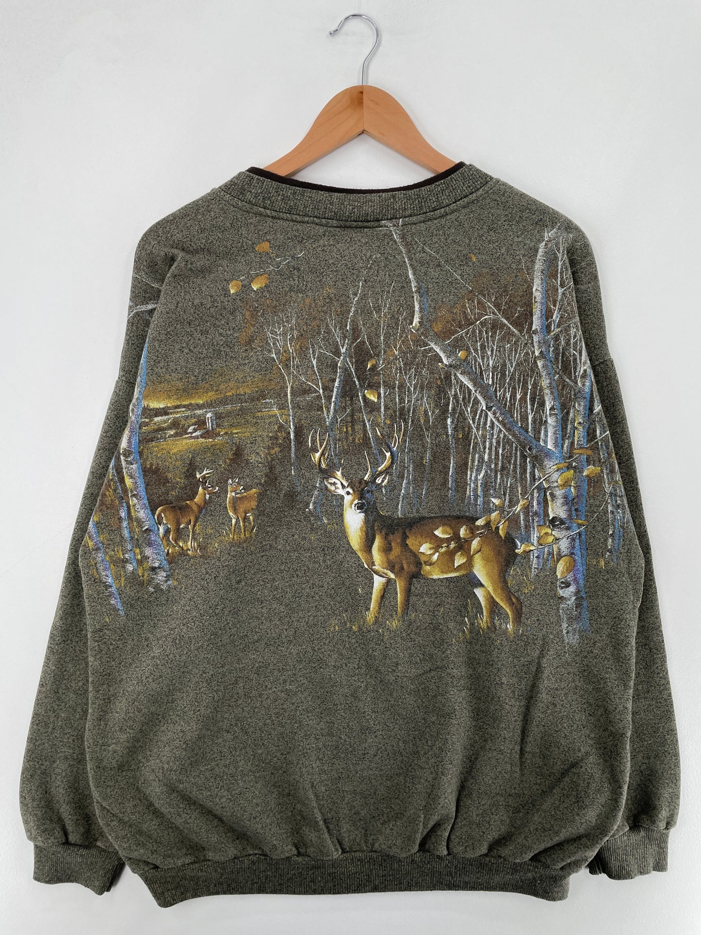90's DEER Made in USA Size XL Vintage Animal Sweat-Shirt / E2547S