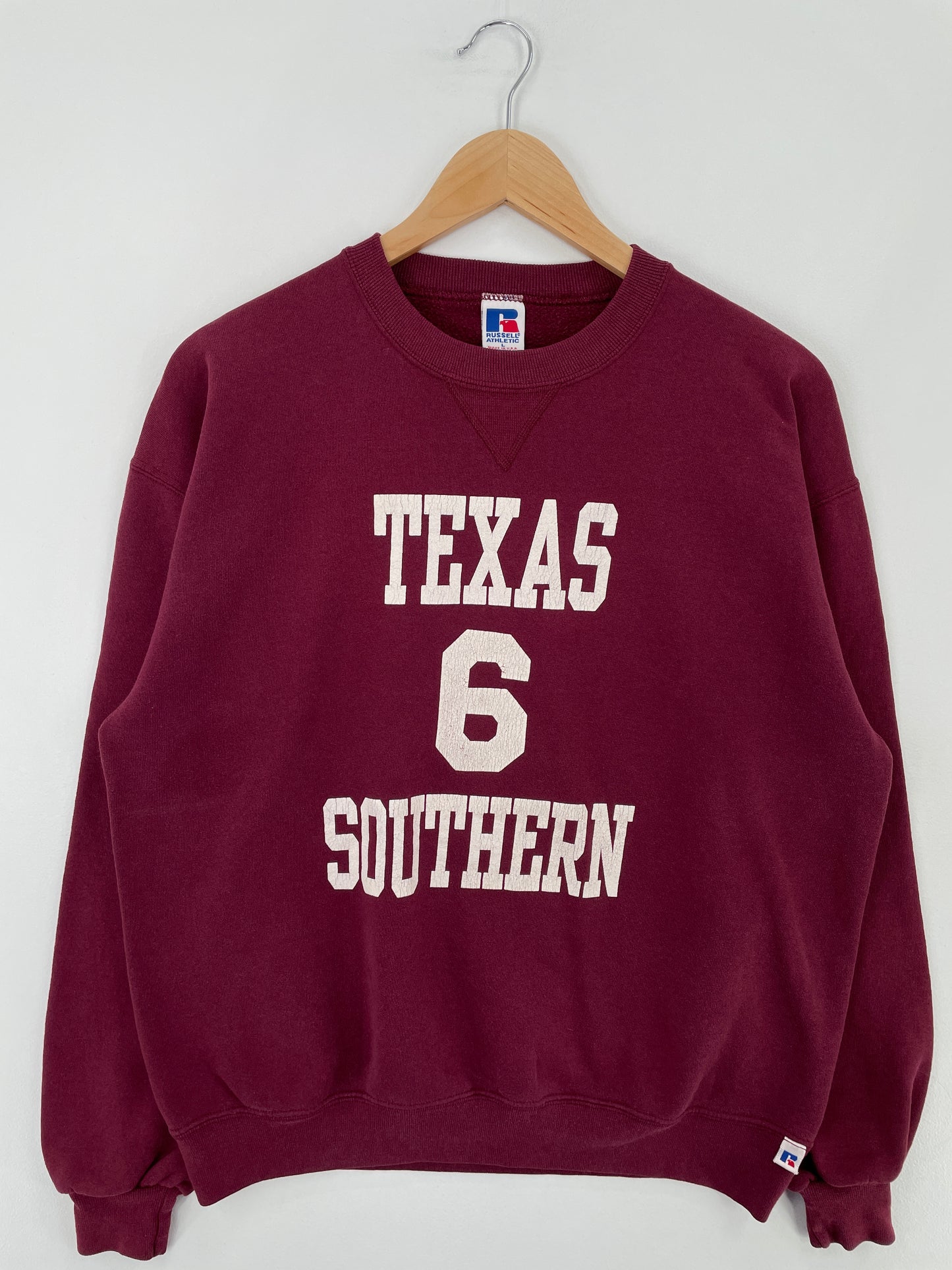 90's RUSSELL x TEXAS SOUTHERN Made in USA Size L Vintage College Sweat-shirt / E1340S