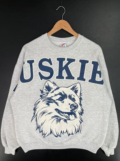 90's UCONN HUSKIES Made in USA Size XL Vintage College Sweat-shirt / A9970