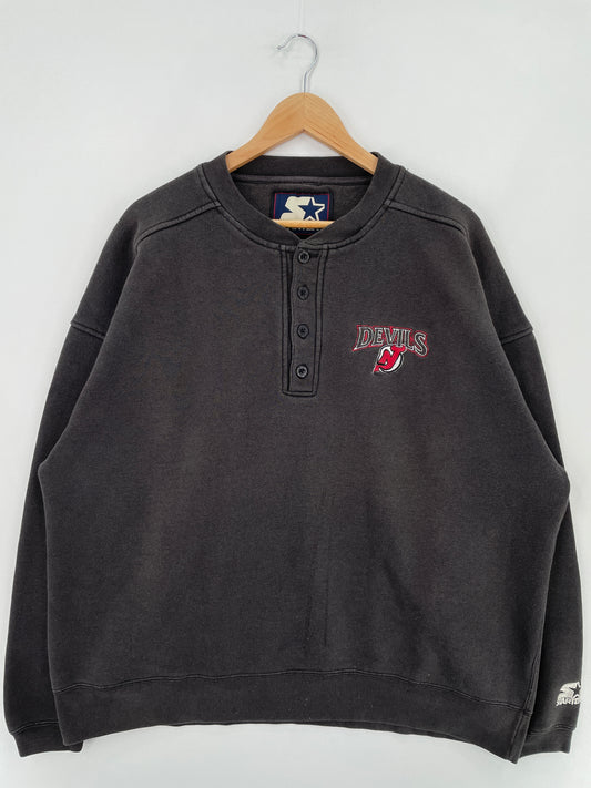 90's STARTER x NEW JERSEY DEVILS Size XL Vintage NHL Sweat-shirt / E2053S