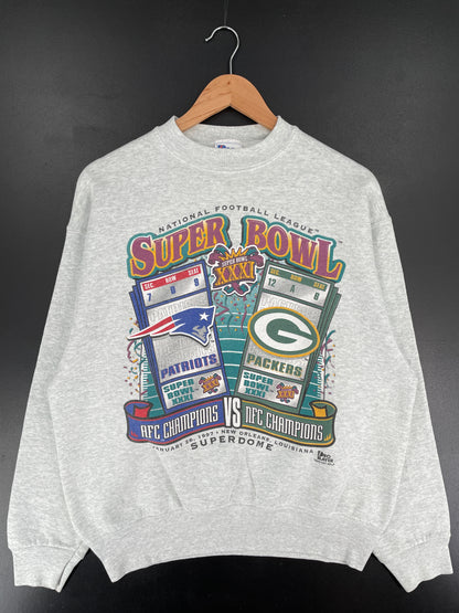 1997 NEW ENGLAND PATRIOTS x GREEN BAY PACKERS Made in USA Size L Vintage NFL Sweat-Shirt / E5817S