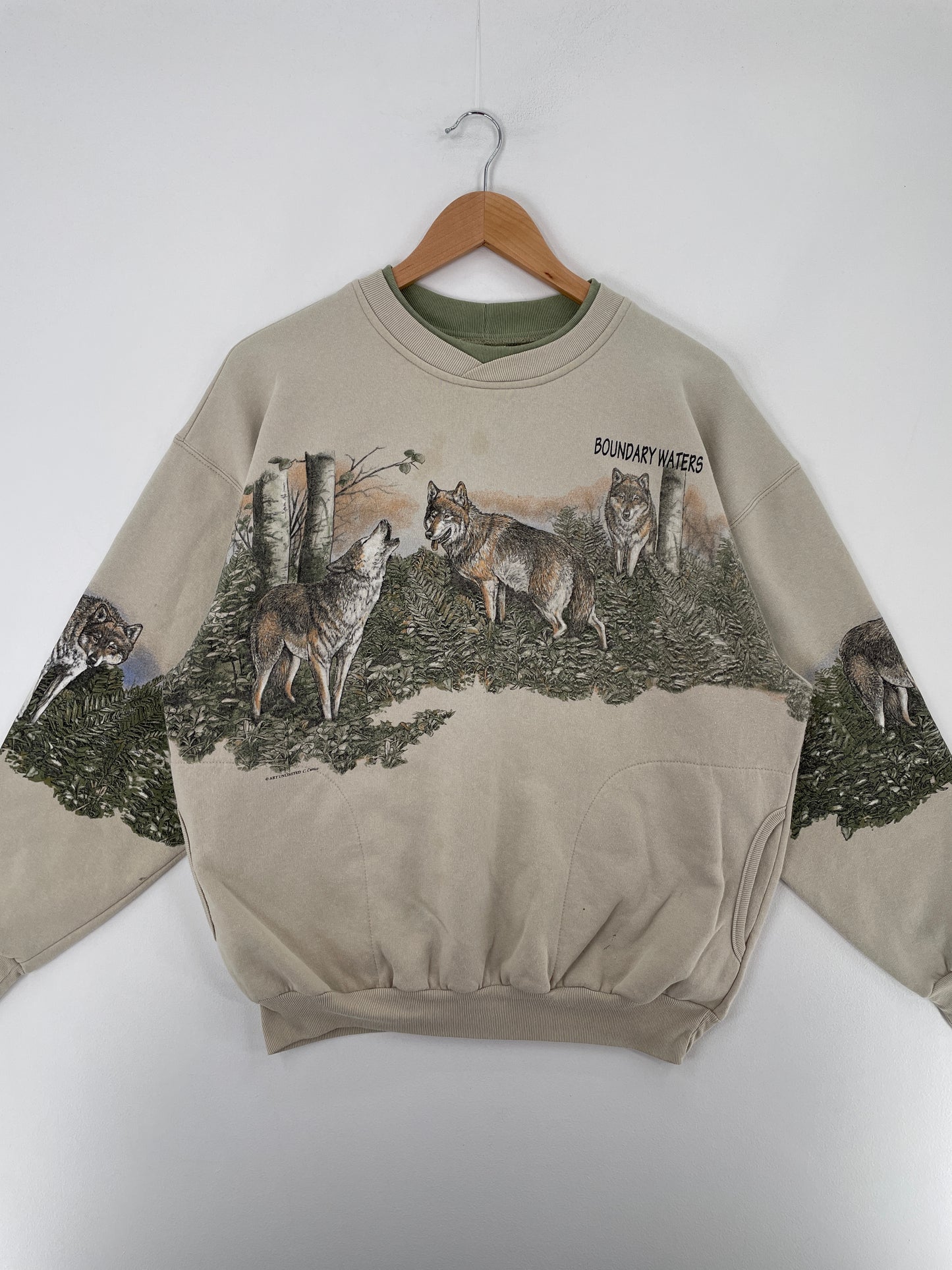 90's WOLF Made in USA Size L Vintage Animal Sweat-Shirt / E2841S